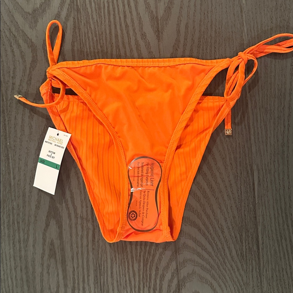 Michael Kors Orange Ribbed String Bikini Set - Picture 8 of 9